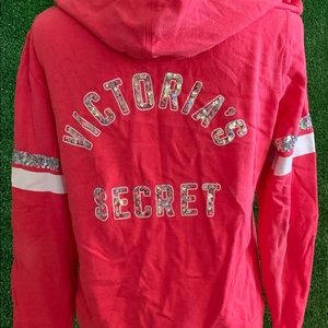 Pink sequined logo zip up